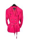 London Fog Women's (XL) Double-Breasted Belted Pea Trench Coat Rosy Pink Lined