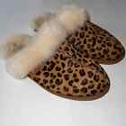 UGG Leopard/Cheetah Brown Black Cream Slip on Scuffette Slippers Size 6
