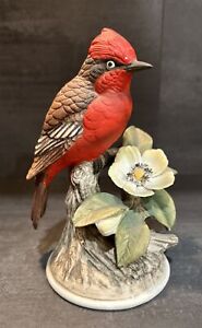 Andrea By Sadek Vermilion Flycatcher Red Cardinal Porcelain Figurine , Japan