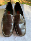 COLE HAAN Shoes Mens 11 M Genuine Leather Brown Penny Loafers Contrast Stitching