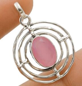 Natural Rose Quartz 925 Solid Sterling Silver Pendant Jewelry 1 1/2