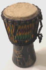 $65 African Hand Carved Elephant Black Wooden Art Style Tribal Djembe Drum