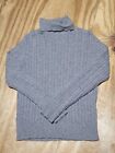 magaschoni cashmere Cable Knit Turtleneck sweater Women L Gray Pullover N4