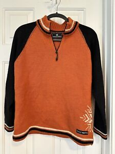 DALE OF NORWAY NORGE Orange Wool 1/4 Zip Knit Ski Sweater Size M