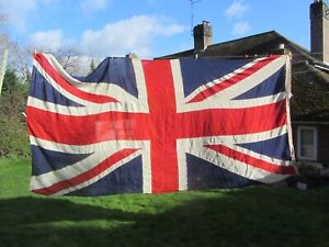 Very large cotton/ linen vintage stitched union jack flag 12ft x 5ft 6 inches