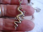 small vintage sterling silver welsh dragon pendant necklace