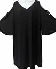 MSK Womens Black Pullover Slinky Knit Lattice Open Sleeve Shift Dress Plus 3X
