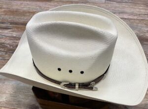 Resistol Cowboy Hat Shantung Panama 10x Size 7 1/4 Black Band