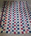 Antique Blue Navy Red Americana Feedsack Quilt TOP ONLY 64WX81L