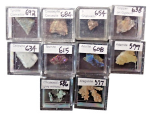 Micromount Mineral Lot MMA3-10 Fine Specimens in Acrylic Boxes-Visit eBay Store!