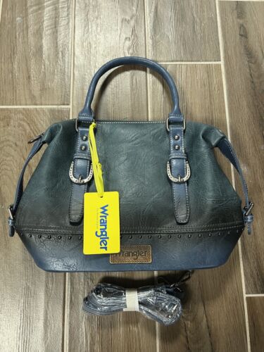 Wrangler Blue Western Designer Purse Leather Handbag Blue Faded NWT