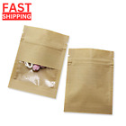 100 Pack Kraft Stand Up Paper Bags Resealable Zip Lock Food Storage Pouches