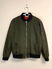 ZARA Men's Bomber Jacket MEDIUM/LARGE Olive Green Zip Lined Streetwear *STAINS