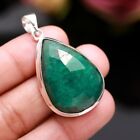 Faceted Zambian Emerald Pendant 925 Sterling Silver Gift Jewelry For Women H953