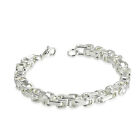 Stainless Steel Silver-Tone Men's Link Chain Bracelet, 9