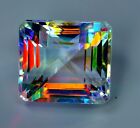 65 CT+ Natural Mystic Topaz Rainbow Color Emerald Cut Certified Gemstone