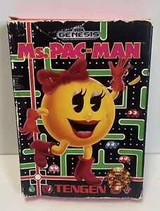 New ListingMs. Pac-Man Sega Genesis 1991 Complete Registration Card Cardboard Box Tested