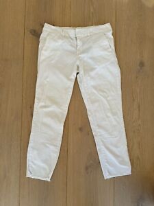 Nili Lotan East Hampton Pant Size 2 XS White Cotton Cropped Raw Hem $345 list