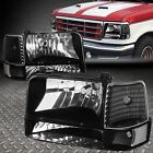 FOR 92-96 FORD F150 F250 F350 BLACK HOUSING CLEAR CORNER HEADLIGHT BUMPER LAMPS (For: 1996 Ford F-150)