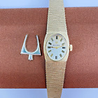 Vintage 1970s Bulova Accutron Gold 10k GF Monogram Champion Band Ladies Watch