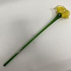 Geneva Collection Czech Republic Hand Made Glass Flower Long Stem Yellow Clear