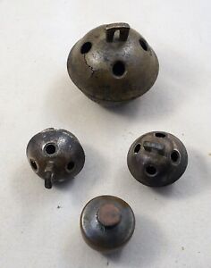 New ListingFour Antique Brass Sleigh Bells: 1 #10, 2 #4, and 1 Unmarked