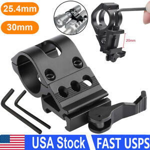 Tactical Quick Release 45 Degree Scope Rail Mount Offset Flashlight Mount Ring