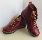 Overland Women's  Red Find Sheepskin ￼Leather  Ankle Lace Up Walking Boots