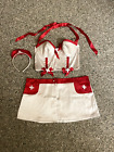 Vintage Fredericks of Hollywood Nurse Costume set white red satin Small