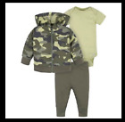 GERBER BABY BOY 3 PIECE SET CAMO JACKET BODYSUIT AND PANTS 0-3M NEW WITH TAGS