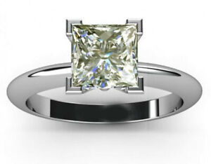 7.56Ct Vvs1.Princess Yellow White Real Moissanite Diamond Engagement Silver Ring