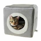 Cat Cube Hideout Cave Gray 12 x 12 Removable Cushion Kitty Cavern Bed