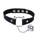 Gothic Jewelry Goth PU Leather Choker Necklace Cat Head Link Punk Collar Choker