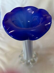 Hoosier Glass Jack in the Pulpit Vase Blue White