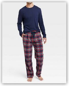 Pajama Set BLUE/RED Microfleece Pant long-sleeve cotton Modal shirt Goodfellow