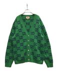 GUCCI Men's Cardigan GG Logo Intarsia Wool Green Italy Size:XL 674043/7451