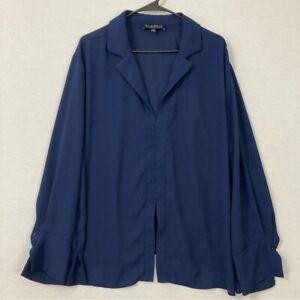 Eloquii Navy V Neck Collar Office Business Long Sleeve Blouse size 18