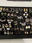 LOT OF 38 PAIR GOLD TONE PIERCED EARRINGS INCL. SIGNED, ASSORTMENT, VINTAGE-NOW