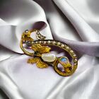 Antique 10k Gold Opal Seed Pearl Brooch Flower Baroque Pearl Art Nouveau 1.5g