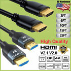 8K 4K HDMI Cable 2.1 2.0 High Speed 3D HDTV Ethernet PC Cord 3FT 6FT 10FT 25FT