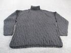 Claiborne Wool Blend Sweater Chunky Cable Knit Adult XXL Turtleneck Gray NWOT