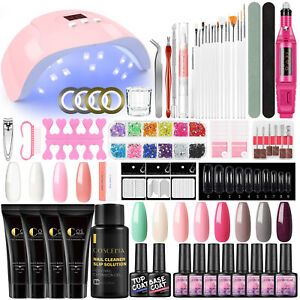 26 Color Gel Nail Polish Kit With Lamp Drill Starter Set Poly Nail Extension Gel