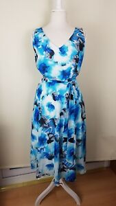Just Elegance blue watercolour florals party dress size 18