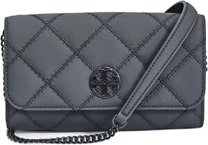 TORY BURCH 150059 WILLA MATTE BLACK WITH BLACK HARDWARE WOMENS CHAIN WALLET