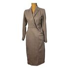 Max Studio Brown Houndstooth Faux Wrap Office Career Blazer Dress XS