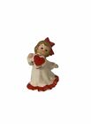 Vintage 1950s Lefton girl w red heart Valentine, red bow #376