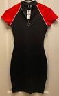 H&M Divided Juniors T-Shirt Dress - Size 0 - Black w/Red & White Stripes