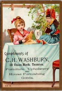 Taunton MA C H Washburn Furniture Girl Doll Holding Book Sitting on Table GPV1