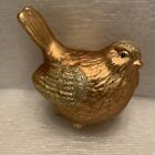 Blown glass bird chick clip on Christmas ornament. Brown, rose, gold colors 3”