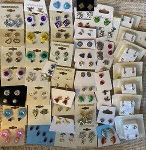 Earring Jewelry Lot - 76 Pair Assorted Post, Stud